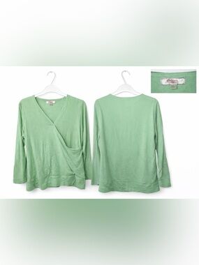 Light Green Women's Wrap-Front Long Sleeve Top